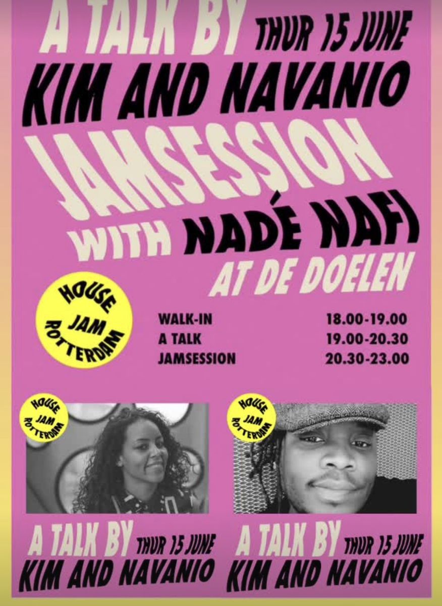 A talk by Kim and Navanio + jam session with Nadé Nafi flyer
